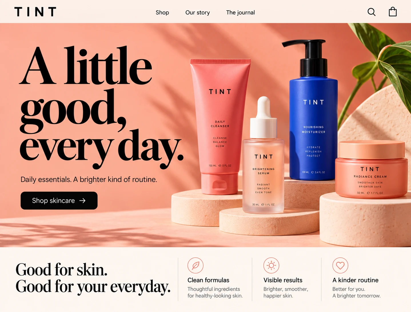 Skincare store website concept